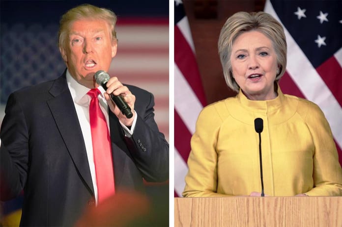 (left) Republican presidential candidate Donald Trump;