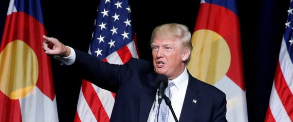 Republican presidential nominee Donald Trump speaks at a campaign rally in Colorado Springs