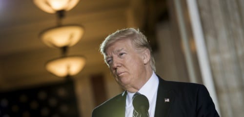President Donald Trump delivers keynote remarks at the US Holocaust Memorial Museum's