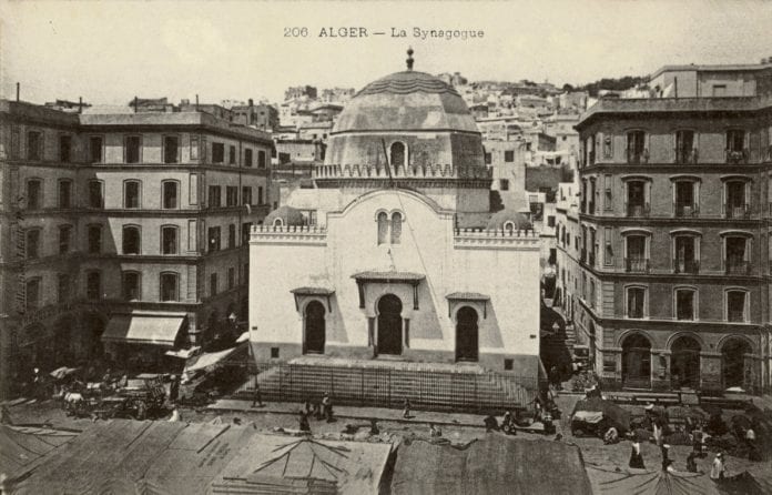 The synagogue, Algiers, Algeria (b/w photo)