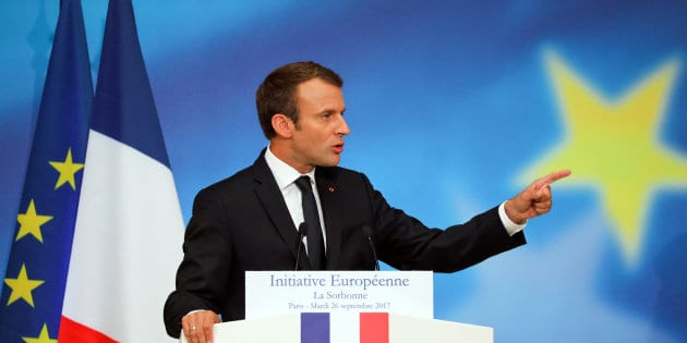 French President Emmanuel Macron delivers a speech to set out plans for reforming the European Union at the Sorbonne in Paris