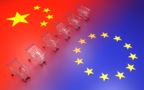 Chinese investment into Europe. 3d rendering background. China–European Union relations.