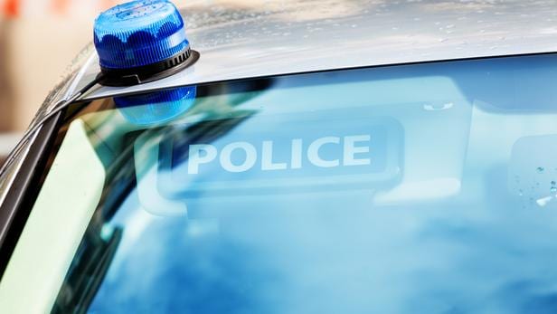 French police car siren on the roof and sign