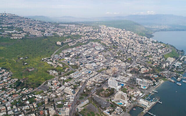 Tiberias City and Sea of Galilee aerial view