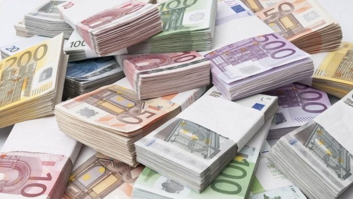 stack of different euro banknotes