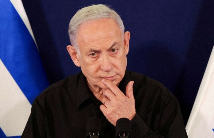 FILE PHOTO: Israeli Prime Minister Netanyahu holds a press conference in Tel Aviv