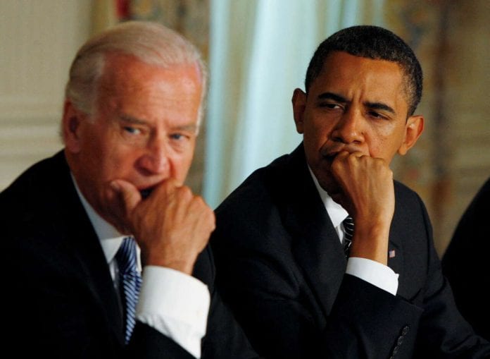 FILE PHOTO: Barack Obama and Joe Biden at the White House in 2009