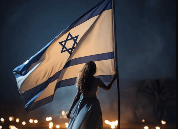 israeli-flag-night-woman-dle-696x594