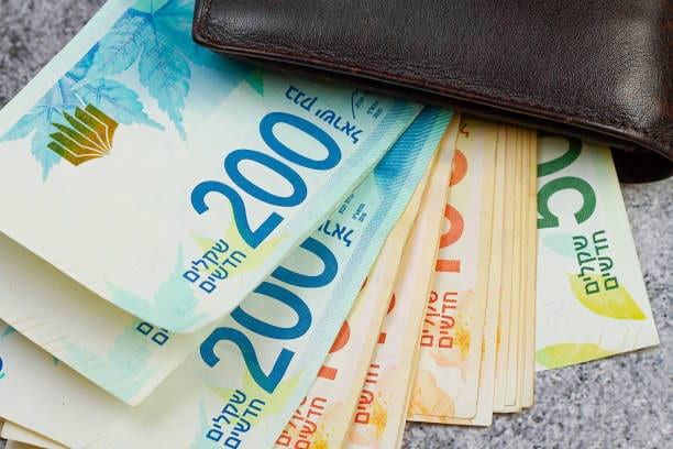 200 and 100 Israeli shekels banknotes