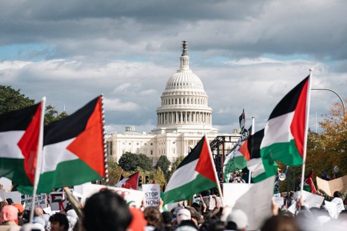 Pro-Palestinian protesters in Washington, US - 21 Oct 2023