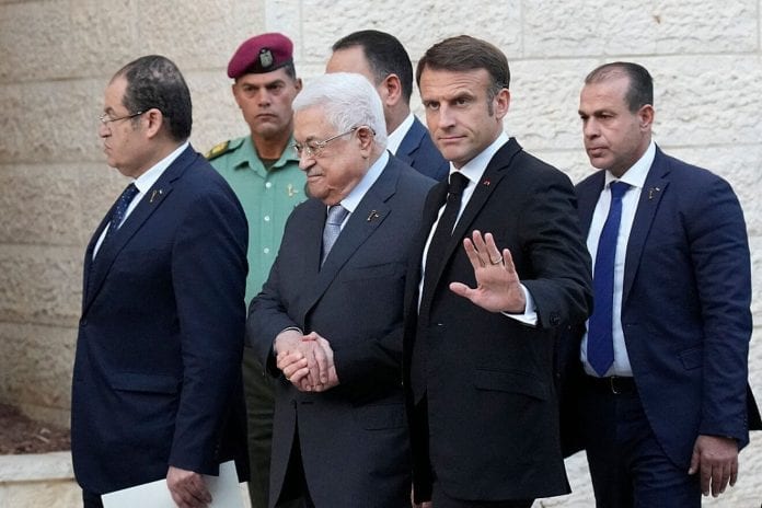 Mahmoud-Abbas-and-Emannuel-Macron-in-Ramallah