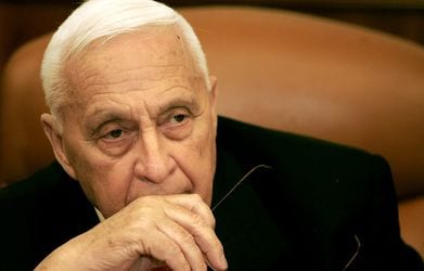 Israeli Prime Minister Sharon attends a ceremony in Jerusalem
