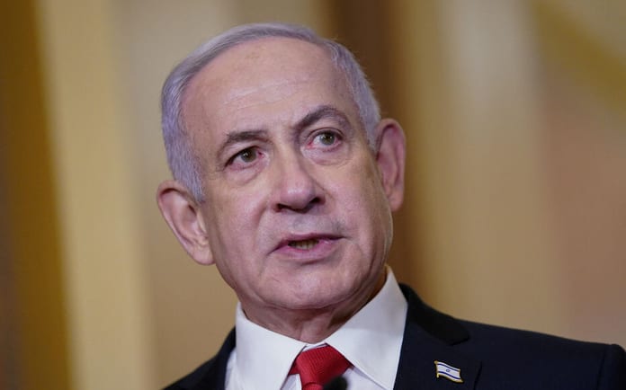 FILE PHOTO: Israeli Prime Minister Netanyahu meets with U.S. House Speaker Johnson at Capitol in Washington