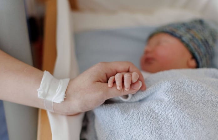 Newborn baby in the maternity ward