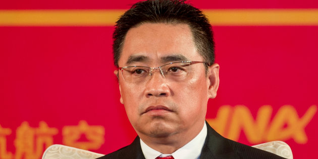 Wang Jian, Co-Chairman of HNA Group attends a meeting marking the 20th anniversary of company's founding in Haikou, Hainan