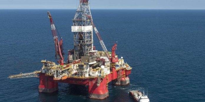 Aerial view of the Centenario exploration oil rig
