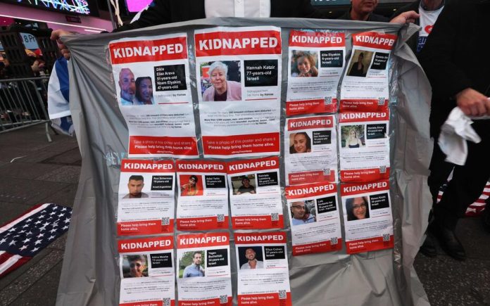 Activists Rally In New York's Times Square For Release Of Israels Held By Hamas