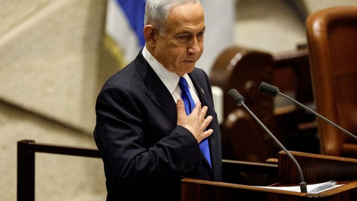 Israeli Prime Minister-designate Benjamin Netanyahu speaks during a special session of Israel's parliament, to approve and swear in a new right-wing government, in Jerusalem